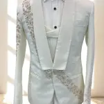 Men’s Luxury White Zardoji Worked Tuxedo Blazer
